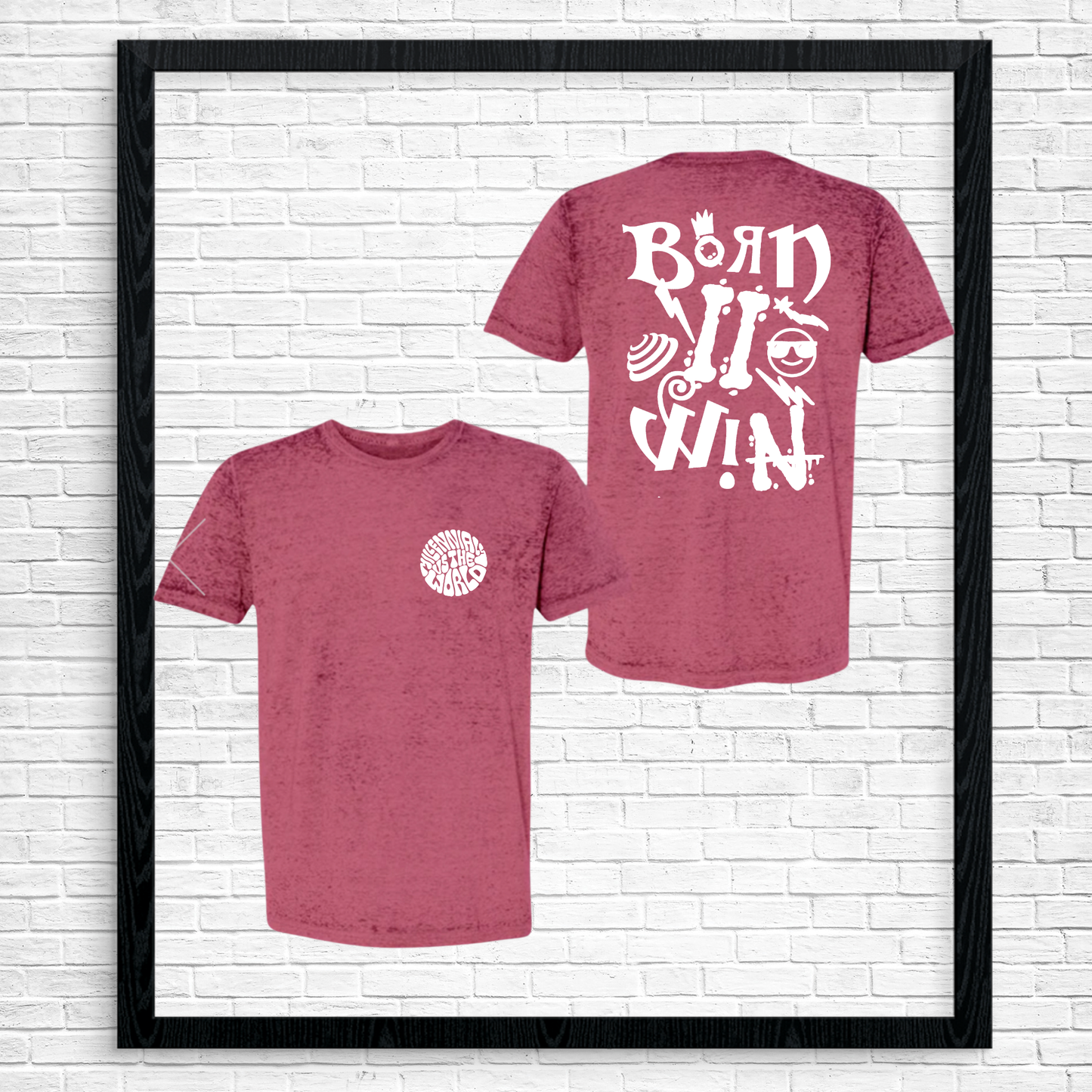 Red w/White Acid Wash Oversized Tee