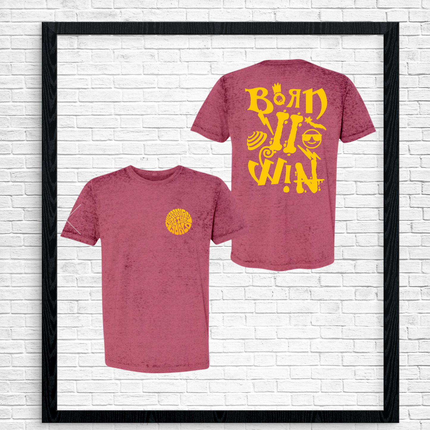 Red w/Yellow Acid Wash Oversized Tee