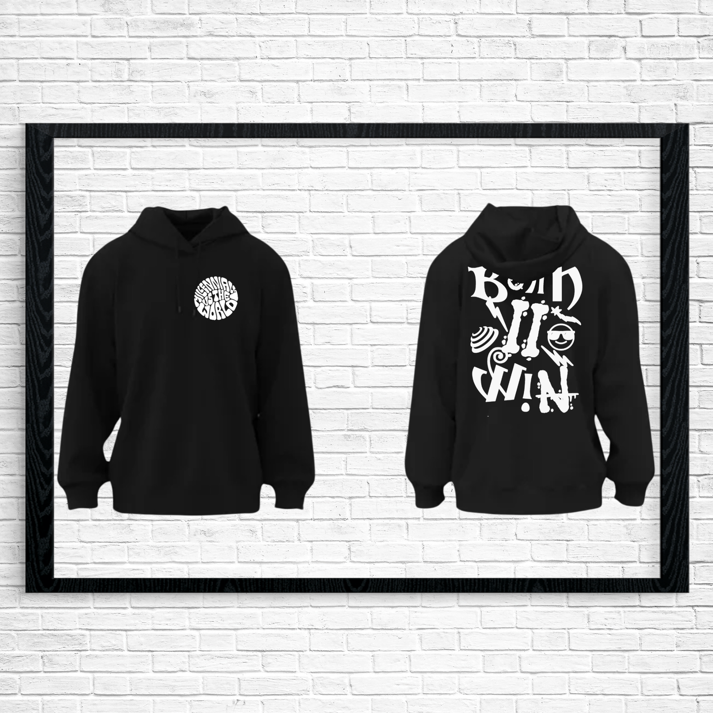Black Hoodie w/White