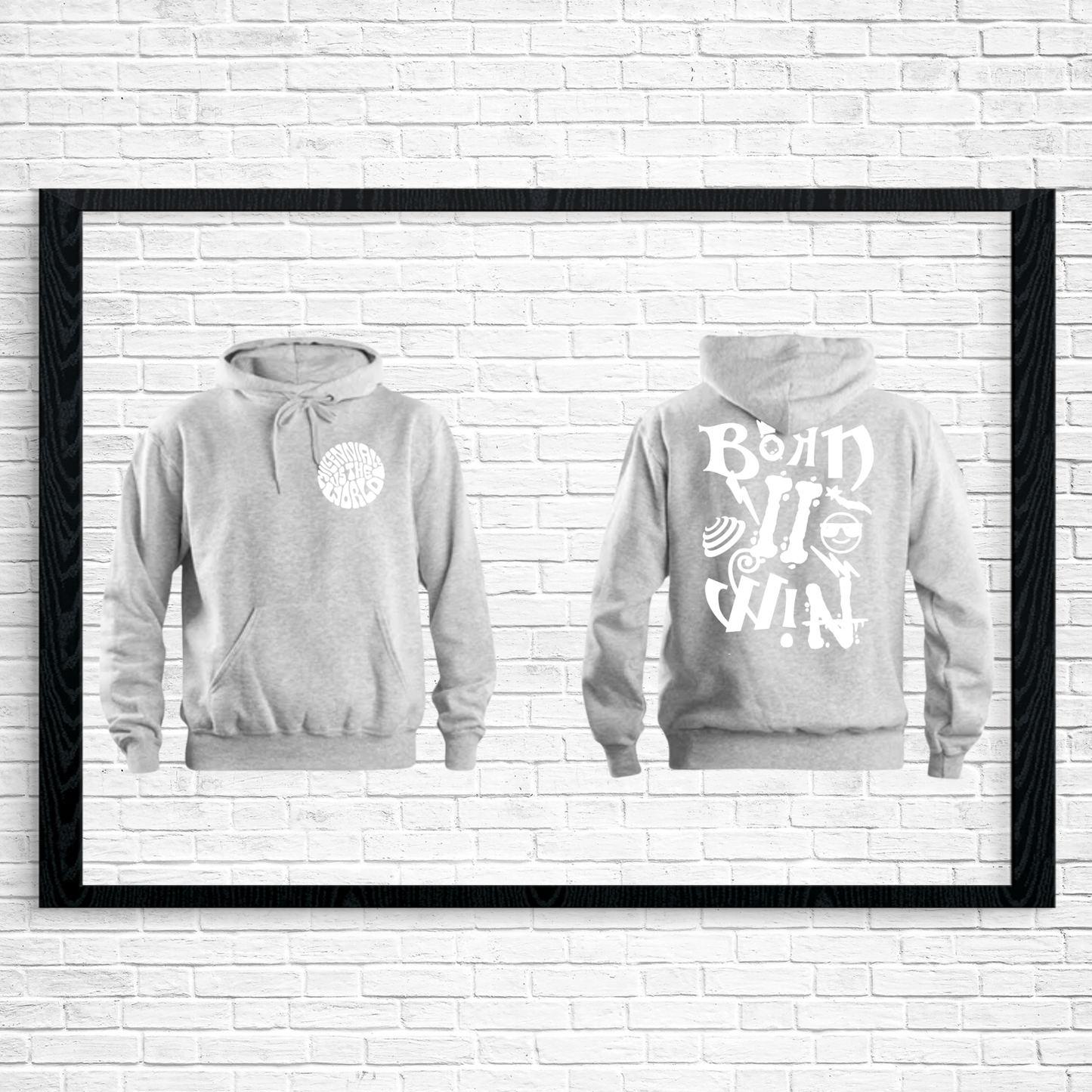 Grey Hoodie w/White